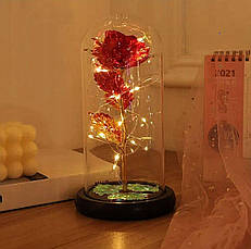 Троянда в скляній колбі LED RED GOLD з LED-підсвіткою Rose of Love Червона, фото 5
