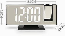 Годинник настільний із проєкцією часу на стелю з LED-дисплеєм і будильником, фото 3