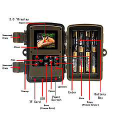 Нагрудна боді-камера Фотолівушка мисливська камера P66 12mp з екраном і нічним баченням, фото 3
