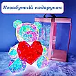 Хрустальний Ведмежатко Геометричний Ведмедик 3D LED Teddy Bear нічник з червоним серцем 30 см, фото 7