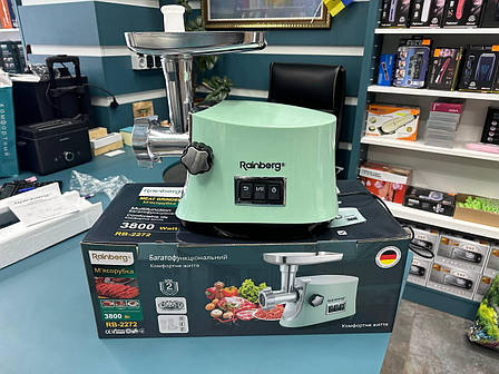 М'ясорубка електрична Rainberg 3800W з насадками та реверсом RB-2272, фото 2