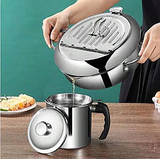 Фритюрниця Fryer Pot 2,2 л маленька фритюрниця з неіржавкої сталі, жаровня з термометром, фото 5