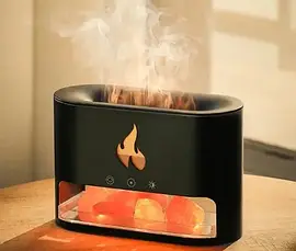 Зволожувач повітря Docsal Flame 3в1 з ультразвуковим зволоженням і соляними каменями. Чорний, фото 5