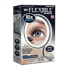Дзеркало з LED-підсвіткою ULTRA FLEXIBLE MIRROR зі збільшенням 10X. Гнучке дзеркало для макіяжу, фото 4