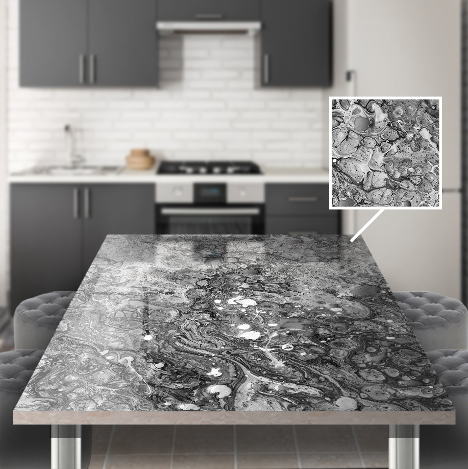 Вінілова наклейка на стіл Краплі фарби подвійна плівка, що самоклеїться, сірий 60 х 100 см