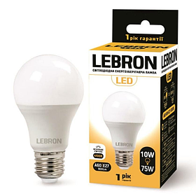 Лампа  LED LEBRON L-A60 10W E27 4100K 900Lm