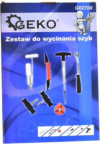 Комплект для демонтажу (вирізання) автомобільного скла: 7 елементів, GEKO G02700, фото 3