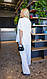 Жіночий літній прогулянковий костюм оверсайз штани палаццо та сорочка з коротким рукавом шовк Армані батал VS 54/58, Молочний, фото 3