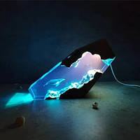 Ночной светильник Аквалангист на глубине, USB, пульт. Ночник из эпоксидной смолы Океан. Светодиодный от G