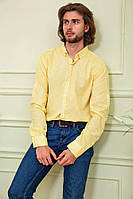 Рубашка мужская желтая с белым в клетку 511F006