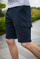 Мужские модные удобные шорты на резинке с карманами из стрейч-коттона цвет синий