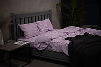 Сатиновое постельное белье евро лавандового цвета, постельное из страйп-сатина 100% хлопок комплект