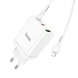 Адаптер мережевий Hoco Type-C to Lightning Cabel Start three-port charger N33 білий, фото 4