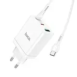 Адаптер мережевий HOCO Type-C to Type-C Cable Start three-port charger N33 |1USB/2Type-C, PD/QC, 35W/3A| білий, фото 2