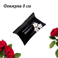 Краб для волосся чорний глянцевий Fashion Romashka 8 см