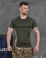 Чоловіча потовідвідна військова футболка для ЗСУ олива, Тактична армійська бойова футболка на літо