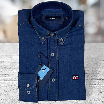 Брендова джинсова сорочка Gant - синій, фото 2