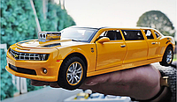 Модель автомобиля Chevrolet Camaro удлиненная желтая, модель высокого качества 1:32 из сплава, музыка и свет.