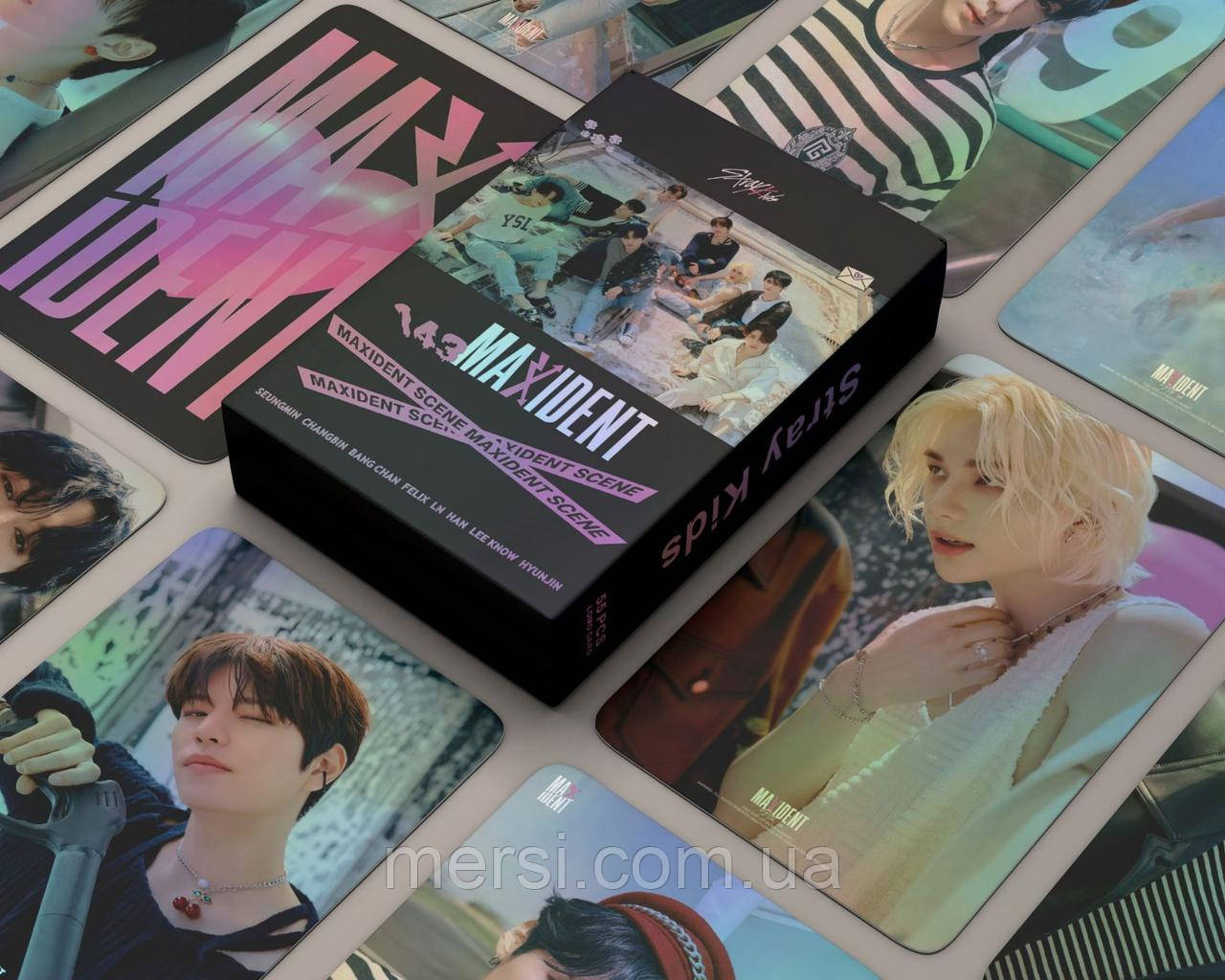 Голографічні карточки stray kids K-POP lomo кейпоп карти к поп стрей кідс стрэйкідс СК -Maxident #1-  55 шт