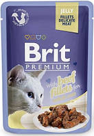 Brit Premium Beef Fillets in Jelly Влажный корм с филе говядины в желе для кошек 85 г