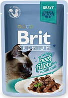 Brit Premium Beef Fillets in Gravy Влажный корм с филе говядины в соусе для кошек 85 г