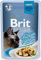 Brit Premium Chicken Fillets in Gravy Влажный корм с куриным филе в соусе для кошек 85 г