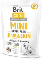 Brit Care GF Mini Hair & Skin Salmon & Herring Сухой корм для собак мелких пород с длинной шерстью 0.4 кг