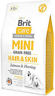 Brit Care GF Mini Hair & Skin Salmon & Herring Сухой корм для собак мелких пород с длинной шерстью 2 кг