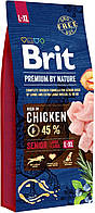 Brit Premium by Nature Senior L+XL Сухой корм с курицей для пожилых собак крупных и гигантских пород 15 кг