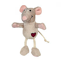 Trixie Mouse Plush Игрушка для кошек мышка плюшевая с сердцем (бежевая) 11 см