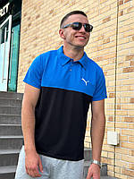 Поло футболка чоловіча синя Puma, літнє поло для чоловіків, поло сорочка чоловіча, модна чоловіча футболка