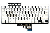 Клавіатура для ноутбуків Asus TUF Gaming FA516, FX516 + прозорі WASD біла без рамки з підсвіткою UA/RU/US