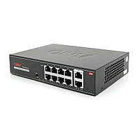 8ми портовый PoE коммутатор ONV-H1108PLS, 8хРоЕ 100 Мбит + 2х100 Мбит до 250м, IEEE802.3af/at , общая