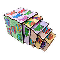 Деревянные кубики-пирамидка "Транспорт" Ubumblebees (ПСД012) PSD012, 5 кубиков as