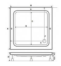 Душовий піддон SHOWER SHOWART PANAMA 90x90x15 см квадратний акриловий, фото 4