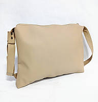 Сумка жіноча містка через плече 34*24*4см еко-шкіра бежева (5-0252)