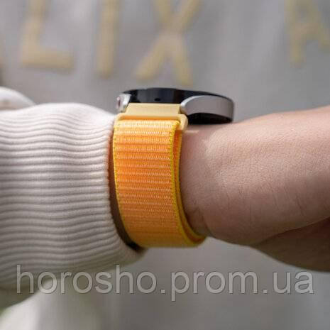 Ремешок нейлоновый на липучке для смарт-часов BeWatch Samsung 22 мм Желтый (1021340.2UW) HR, код: 8344762 - фото 2 - id-p2192275531