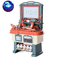 Детский игровой набор доктора XQ328-6 Игровой стол с медицинскими инструментами и доской для рисования