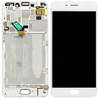 Дисплей (екран) Meizu M6 Note M721H з тачскріном (білий оригінал 100% з рамкою (дрібні подряпини))