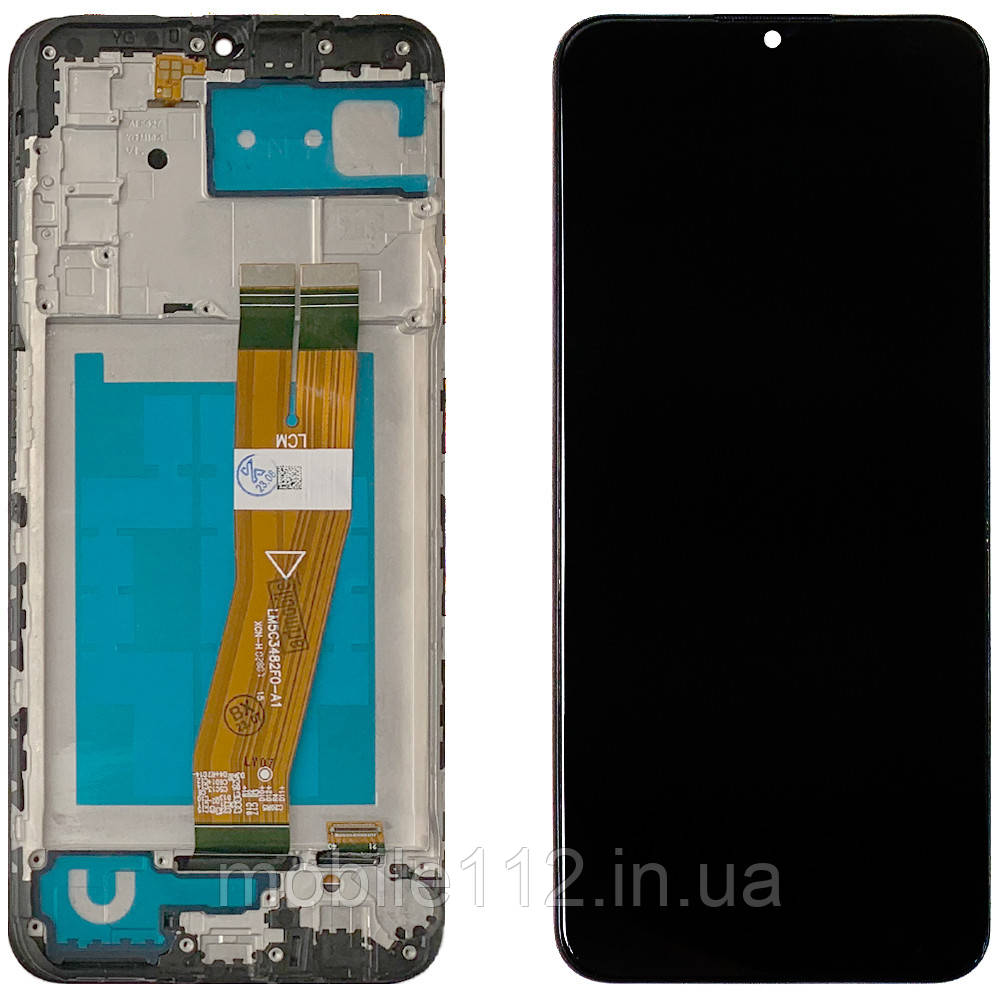 Екран (дисплей) Samsung Galaxy A03s A037F 160 x 72 мм + тачскрин з рамкою жовтий шлейф