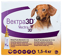 Ceva Vectra 3D Инсектоакарицидные капли для собак 1,5-4,0 кг (3 х 0,8 мл)