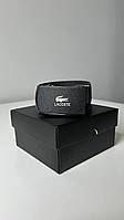 Мужской кожаный ремень пояс Lacoste Лакоста застежка автомат брендовый в подарочной коробке юзн - 1017
