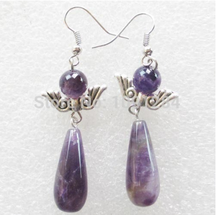 Сережки з натуральним аметистом, фото 1