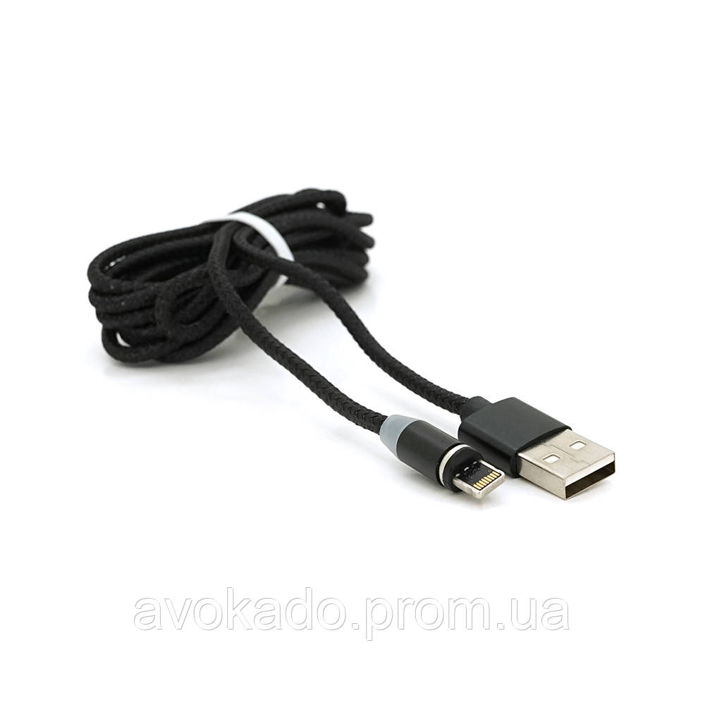 Магнитный кабель PiPo USB 2.0/Lighting, 2m, 2А, тканевая оплетка, бронированный, съемник, Black, BOX o - фото 4 - id-p2059687903