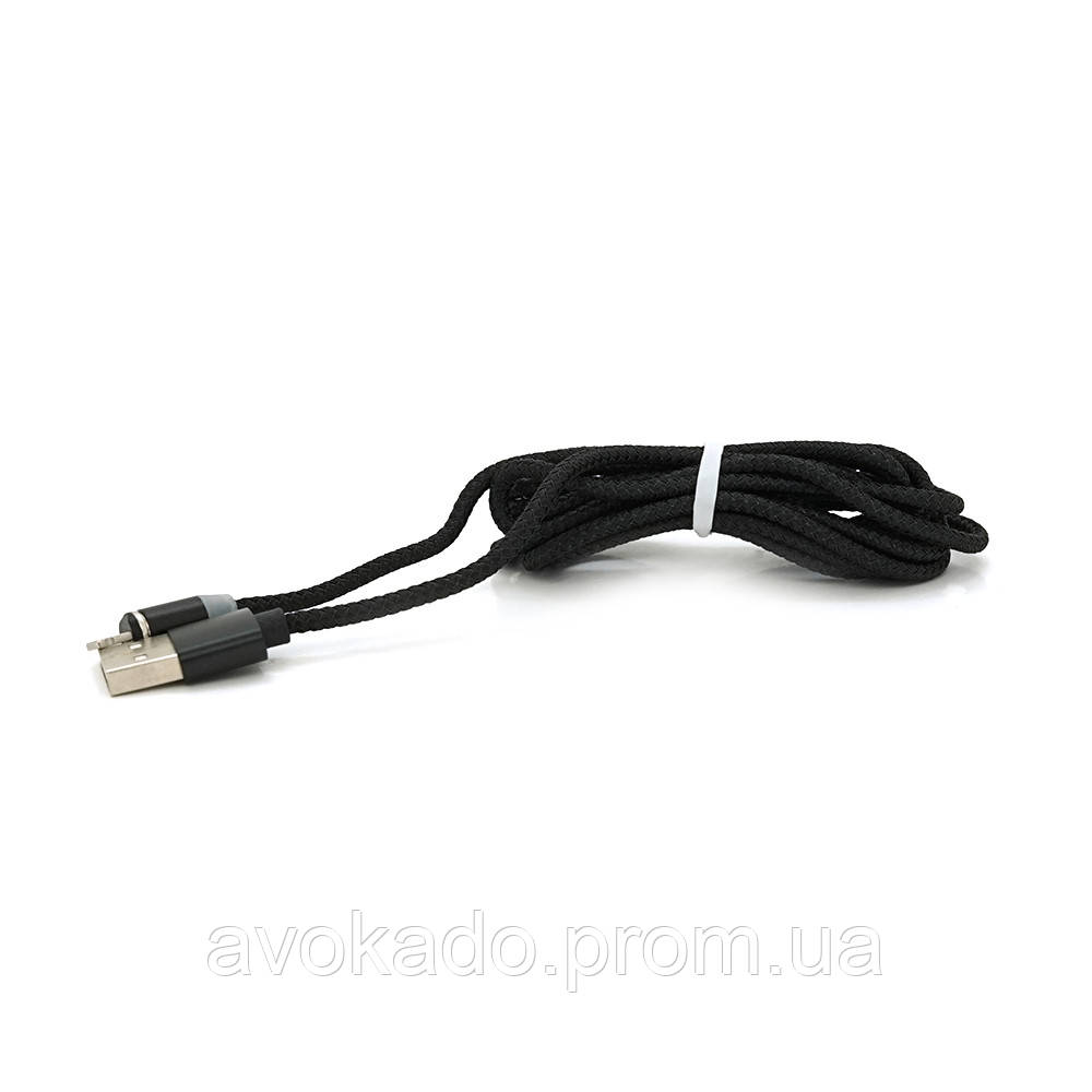 Магнитный кабель PiPo USB 2.0/Lighting, 2m, 2А, тканевая оплетка, бронированный, съемник, Black, BOX o - фото 5 - id-p2059687903