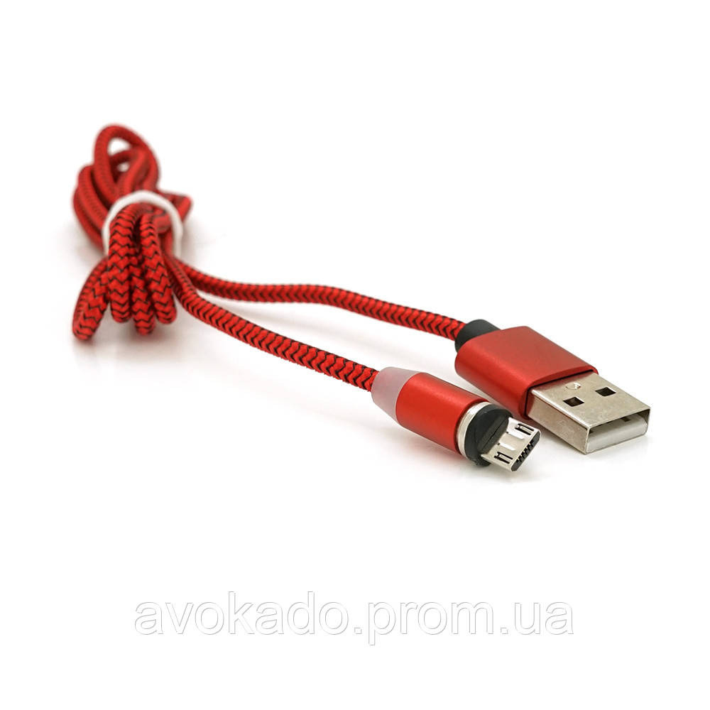 Магнитный кабель PiPo USB 2.0/Micro, 1m, 2А, тканевая оплетка, бронированный, съемник, Red, BOX e - фото 4 - id-p2059687901