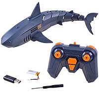 Акула на Радиоуправлении Игрушка с Пультом Детская 32 см Плавает по Поде на Аккумуляторе