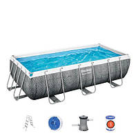 Каркасный бассейн прямоугольной формы Bestway серого цвета длина 404 см. ширина 201 см