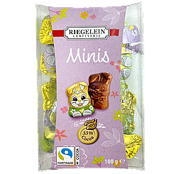 Шоколадні зайчики Ріегелайн Riegelein chocolade minis 100g 65шт/ящ (Код: 00-00016287)