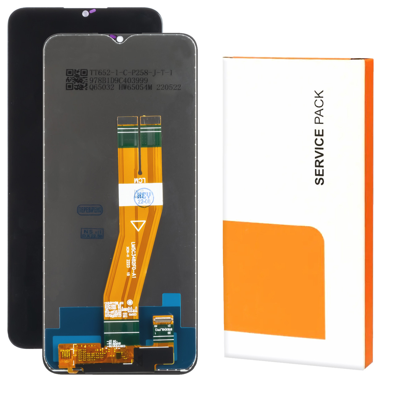 Дисплей SAMSUNG A035F Galaxy A03 (2022) (160.5 мм) Service Pack з чорним тачскрином